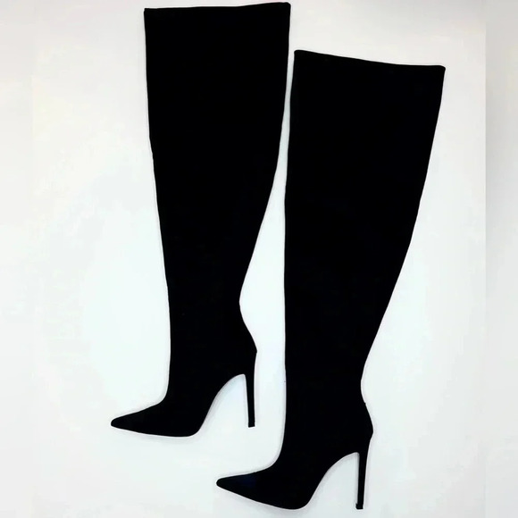 Good American Black Over the Knee Boots - Picture 1 of 7